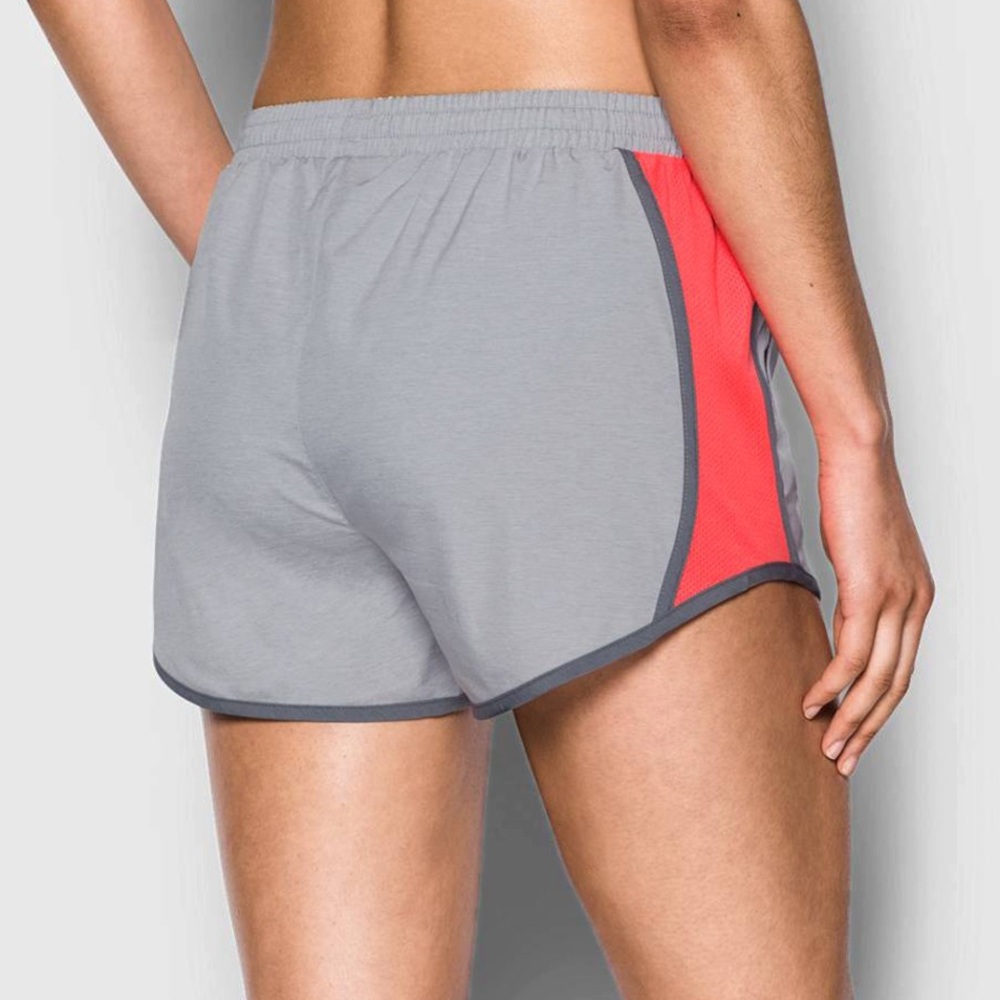 Under Armour Gray and Orange FLY BY Athletic Shorts with Dolphin Hem SIZE L - Picture 2 of 9